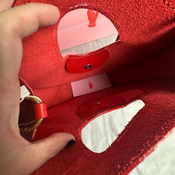 HoneyMouth Heather Circle Tote Pepper Red Italian Leather Handmade Knoxville TN - Picture 2 of 6